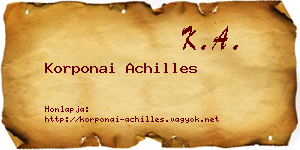Korponai Achilles névjegykártya